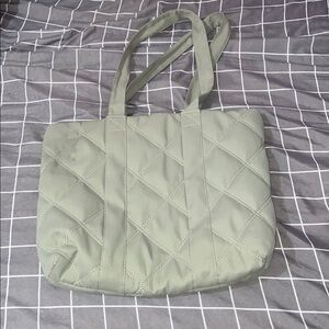 Elegant Quilted Tote Bag - Sage Green